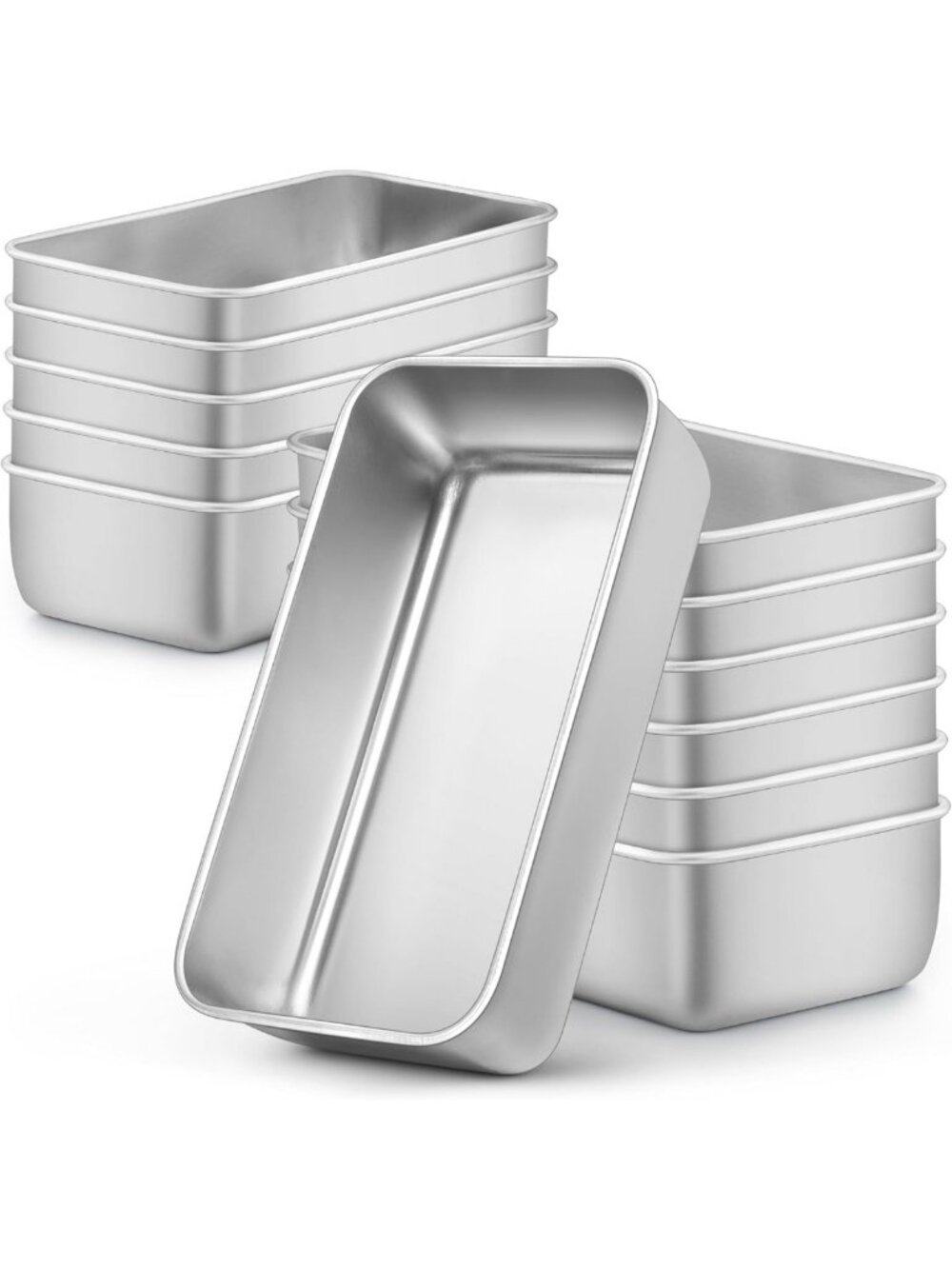 Set of 12 Stainless Steel Bread Loaf Pans, 9x5 Inch Baking Tray for Home Baking